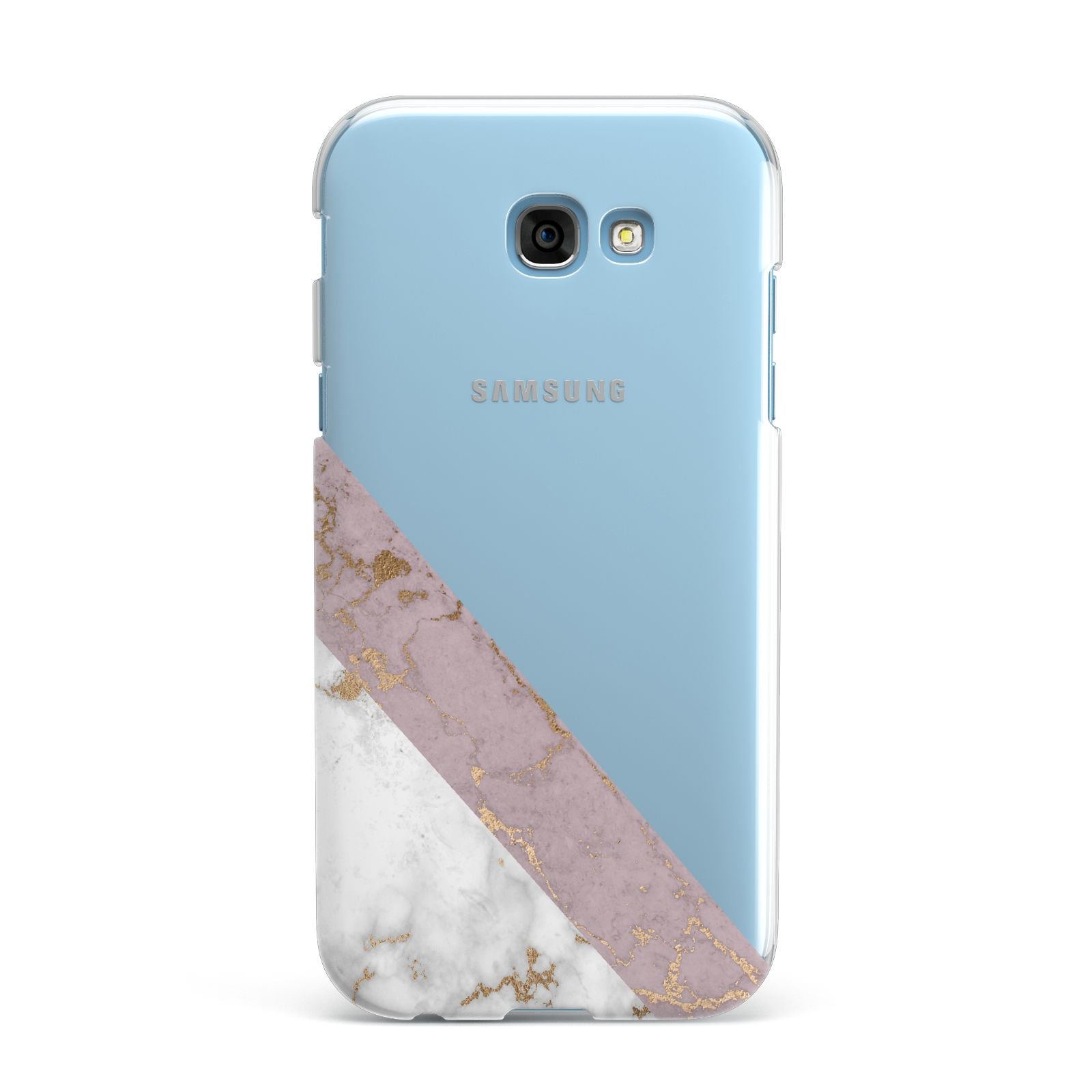 Transparent Pink and White Marble Samsung Galaxy A7 2017 Case