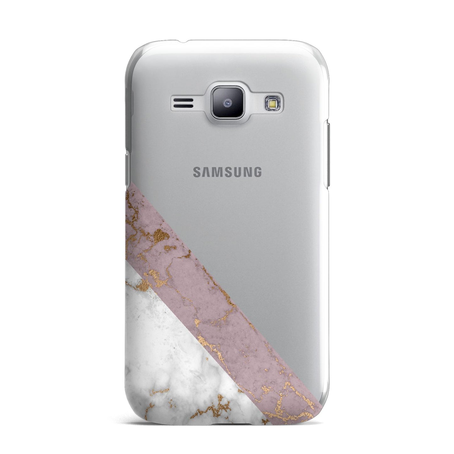 Transparent Pink and White Marble Samsung Galaxy J1 2015 Case
