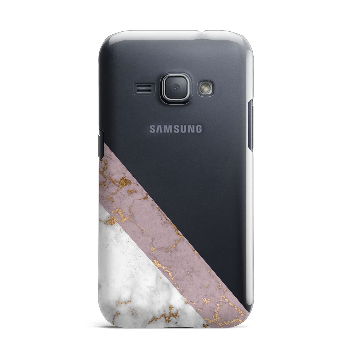 Transparent Pink and White Marble Samsung Galaxy J1 2016 Case
