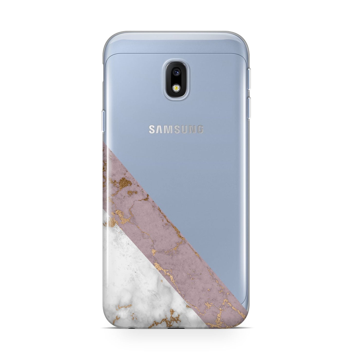 Transparent Pink and White Marble Samsung Galaxy J3 2017 Case