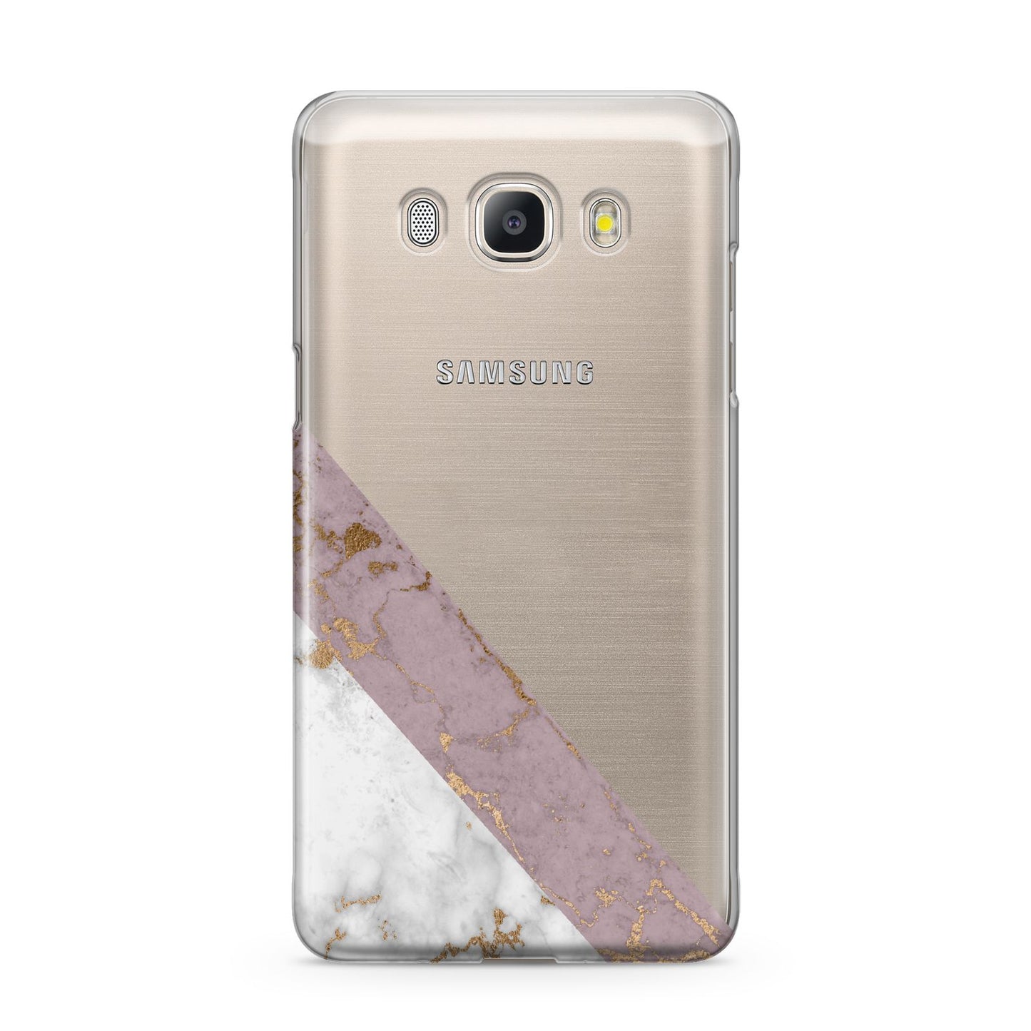 Transparent Pink and White Marble Samsung Galaxy J5 2016 Case