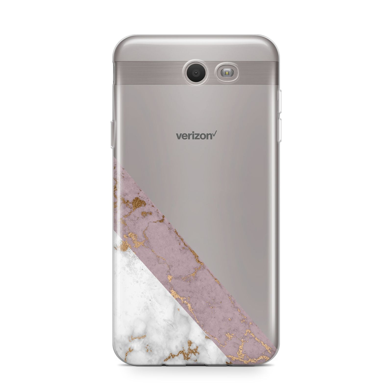 Transparent Pink and White Marble Samsung Galaxy J7 2017 Case