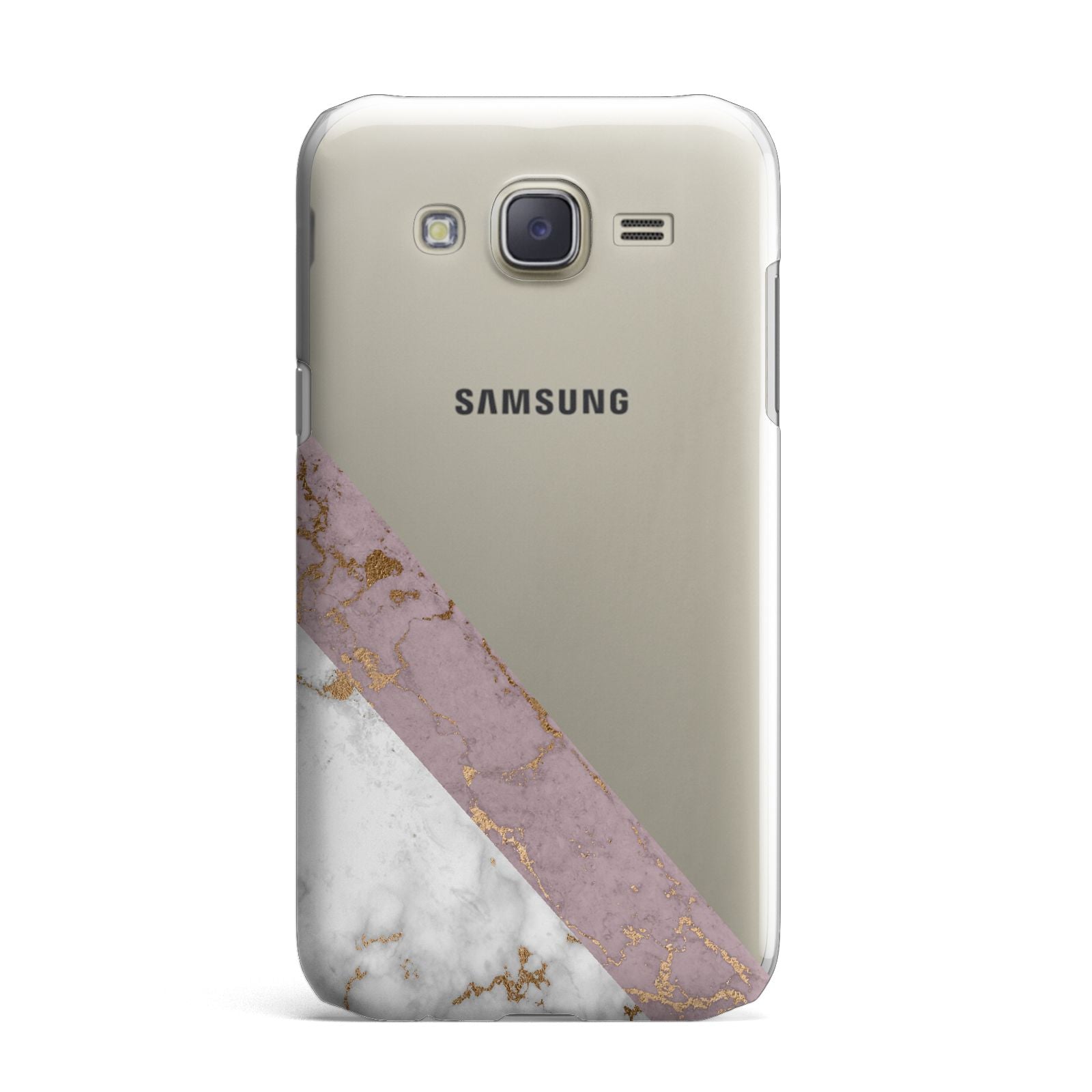 Transparent Pink and White Marble Samsung Galaxy J7 Case