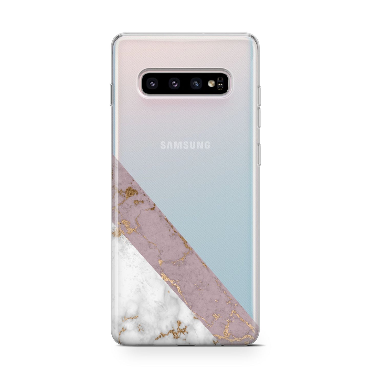 Transparent Pink and White Marble Samsung Galaxy S10 Case