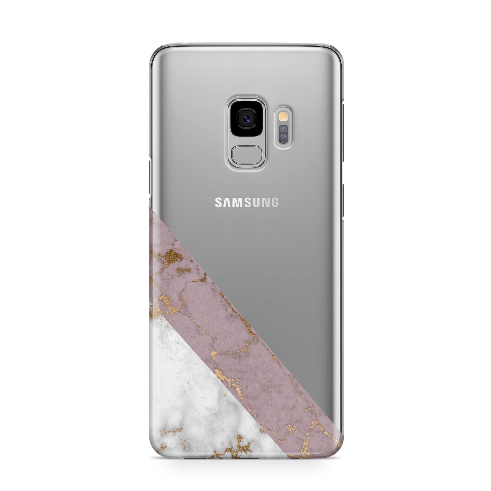 Transparent Pink and White Marble Samsung Galaxy S9 Case
