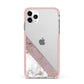 Transparent Pink and White Marble iPhone 11 Pro Max Impact Pink Edge Case