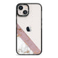 Transparent Pink and White Marble iPhone 13 Black Impact Case on Silver phone