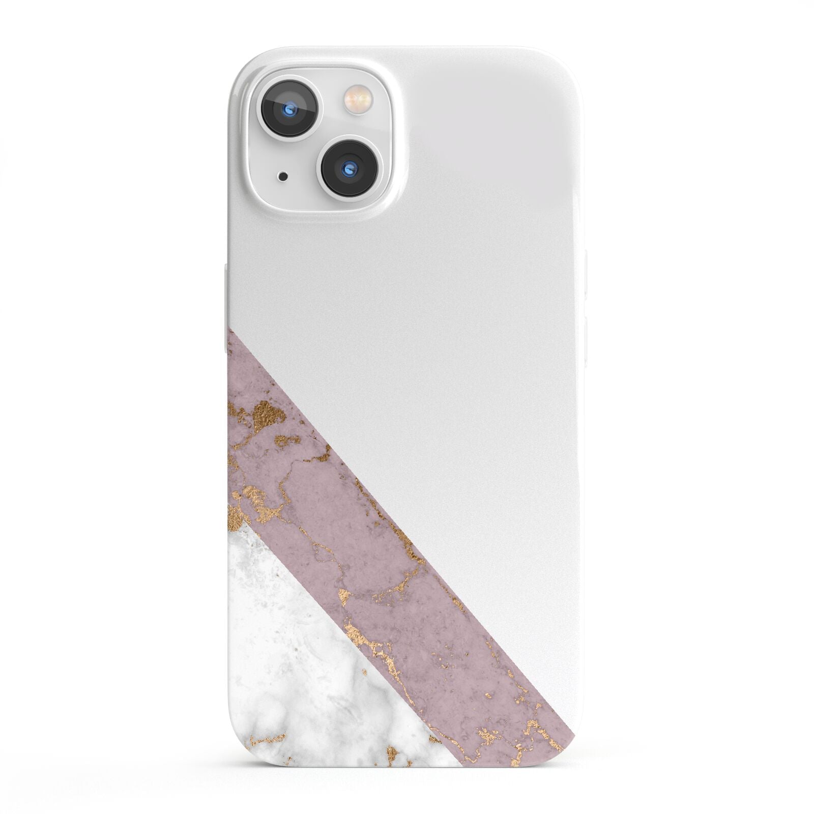 Transparent Pink and White Marble iPhone 13 Full Wrap 3D Snap Case