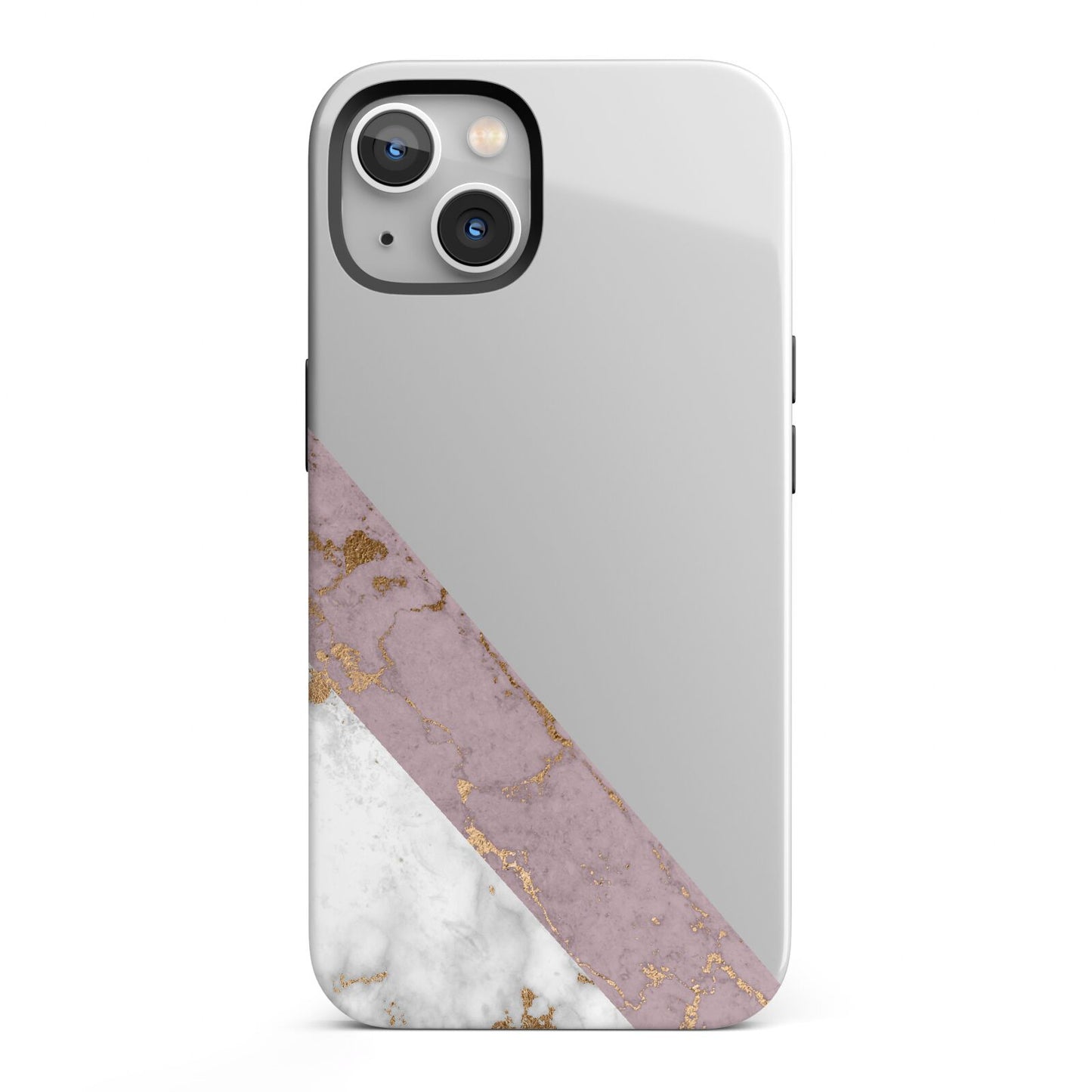 Transparent Pink and White Marble iPhone 13 Full Wrap 3D Tough Case