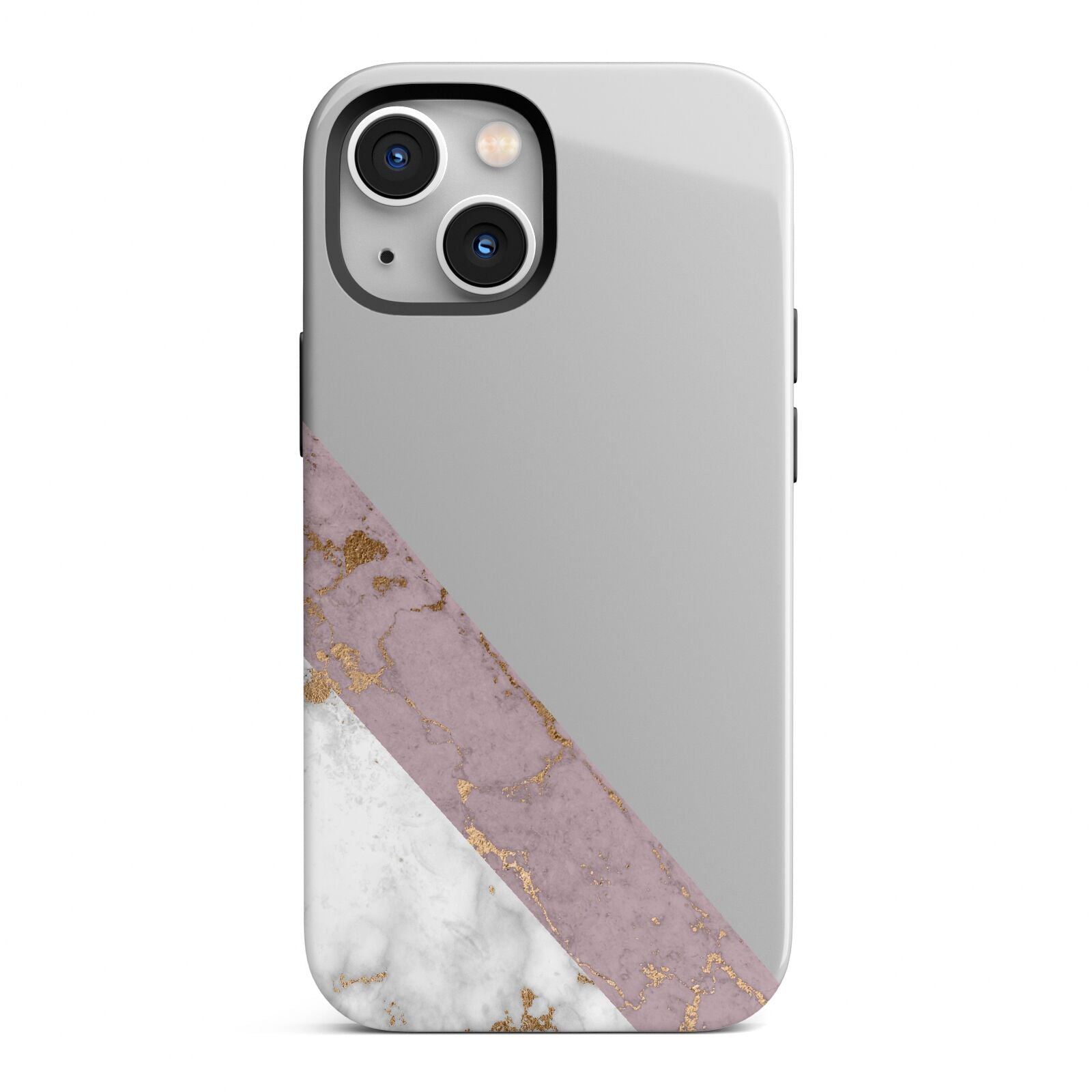 Transparent Pink and White Marble iPhone 13 Mini Full Wrap 3D Tough Case