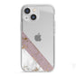 Transparent Pink and White Marble iPhone 13 Mini TPU Impact Case with White Edges