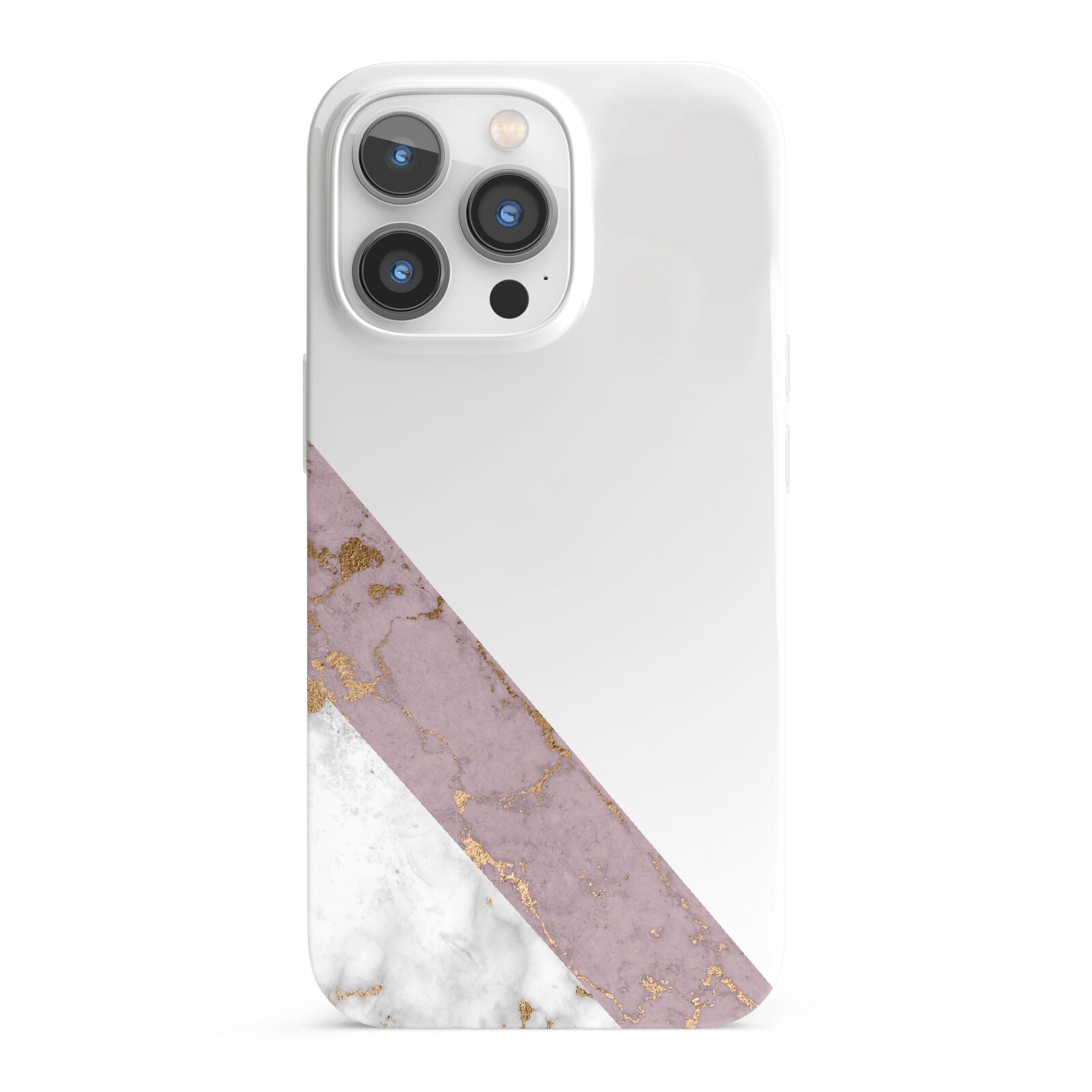 Transparent Pink and White Marble iPhone 13 Pro Full Wrap 3D Snap Case