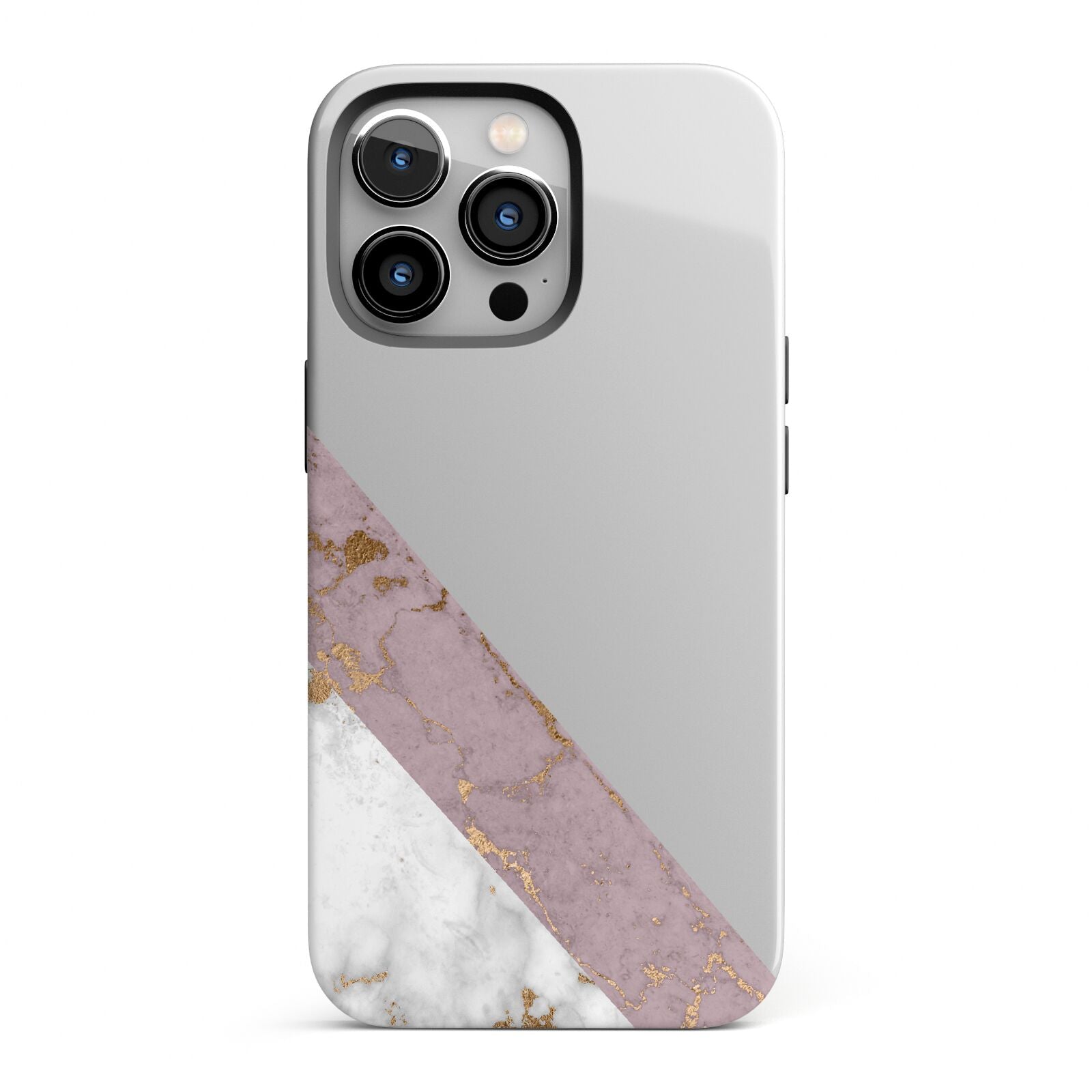 Transparent Pink and White Marble iPhone 13 Pro Full Wrap 3D Tough Case