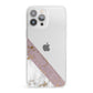 Transparent Pink and White Marble iPhone 13 Pro Max Clear Bumper Case