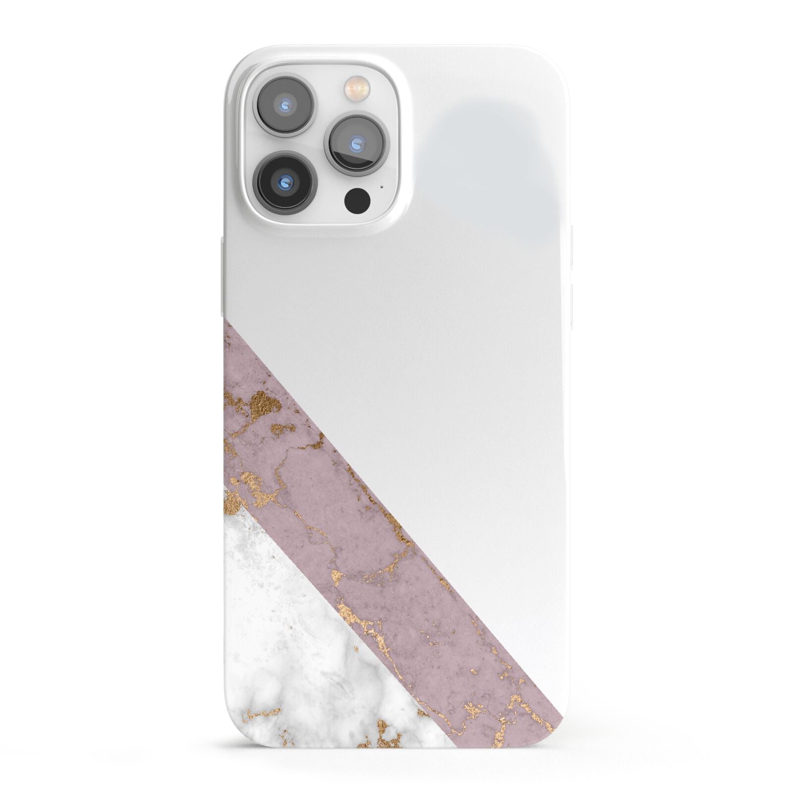 Transparent Pink and White Marble iPhone 13 Pro Max Full Wrap 3D Snap Case