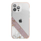 Transparent Pink and White Marble iPhone 13 Pro Max TPU Impact Case with Pink Edges