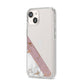 Transparent Pink and White Marble iPhone 14 Clear Tough Case Starlight Angled Image