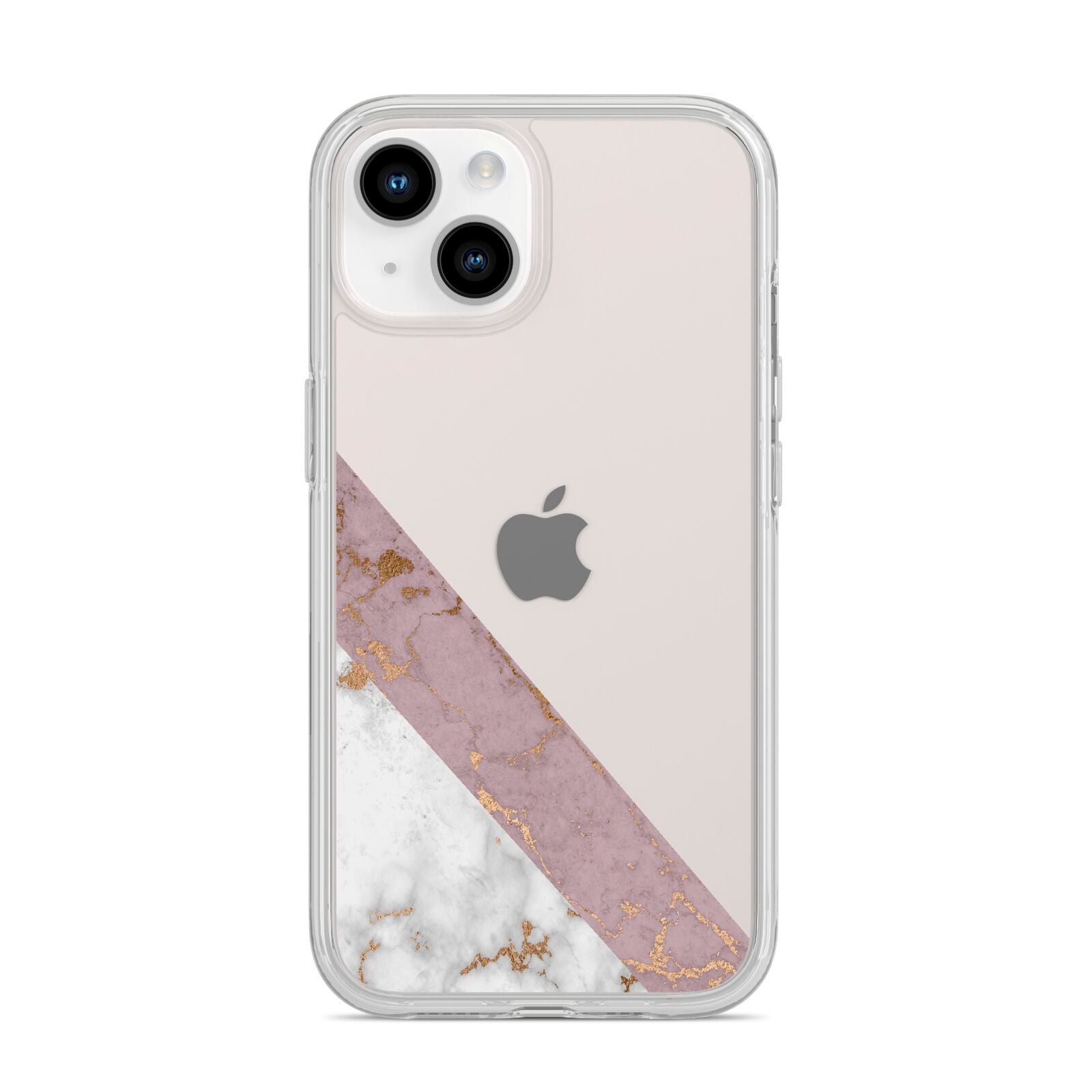 Transparent Pink and White Marble iPhone 14 Clear Tough Case Starlight