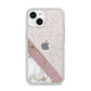 Transparent Pink and White Marble iPhone 14 Glitter Tough Case Starlight