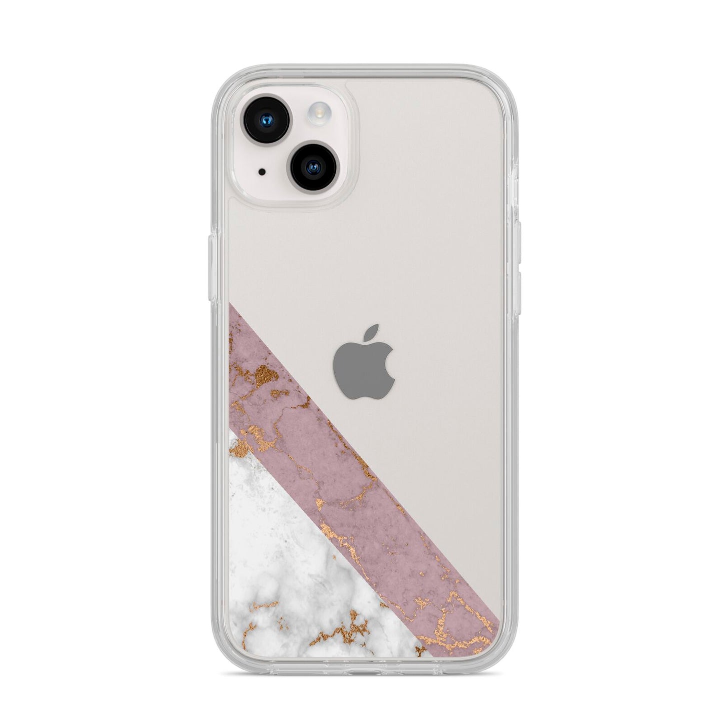 Transparent Pink and White Marble iPhone 14 Plus Clear Tough Case Starlight