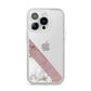 Transparent Pink and White Marble iPhone 14 Pro Clear Tough Case Silver