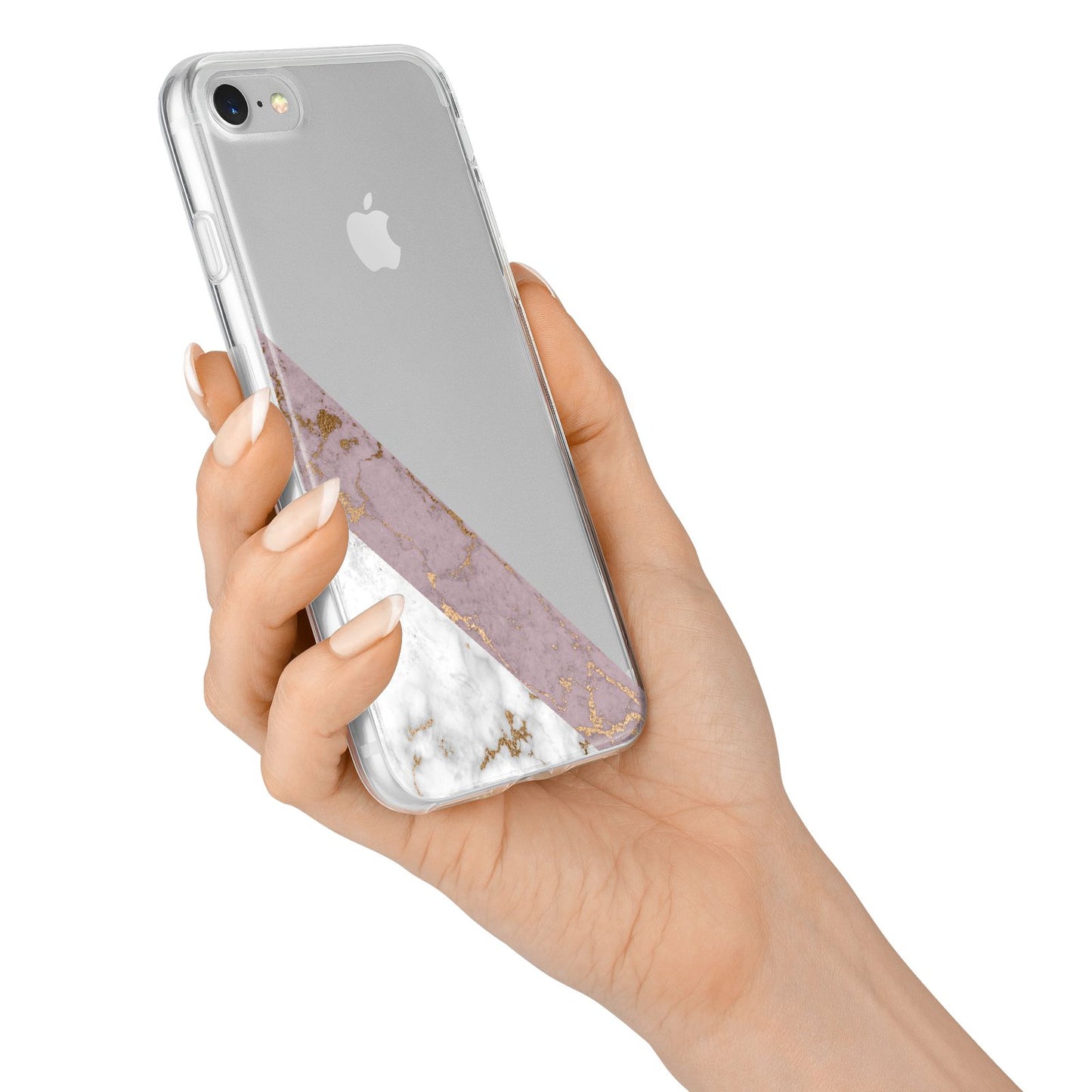 Transparent Pink and White Marble iPhone 7 Bumper Case on Silver iPhone Alternative Image