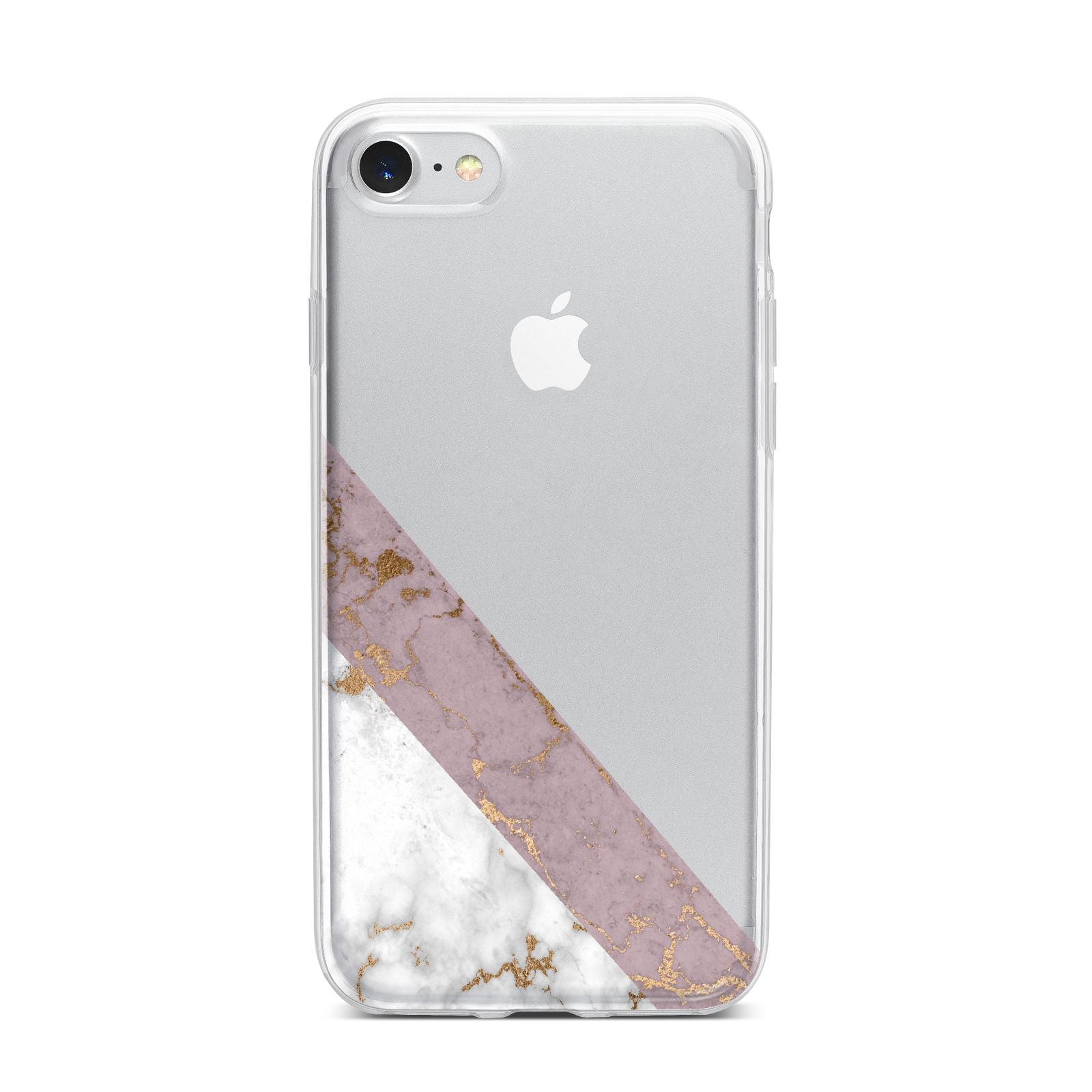 Transparent Pink and White Marble iPhone 7 Bumper Case on Silver iPhone