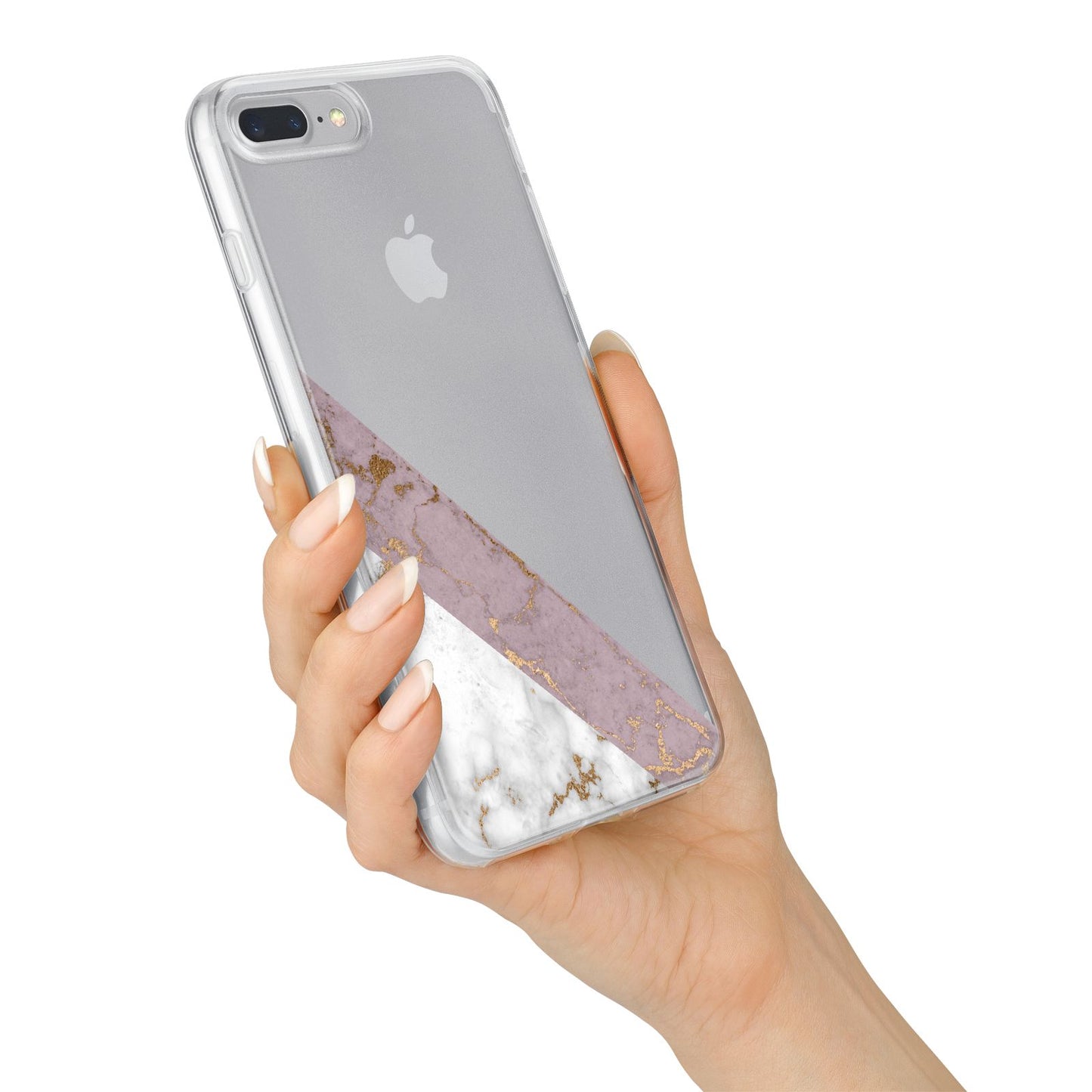 Transparent Pink and White Marble iPhone 7 Plus Bumper Case on Silver iPhone Alternative Image