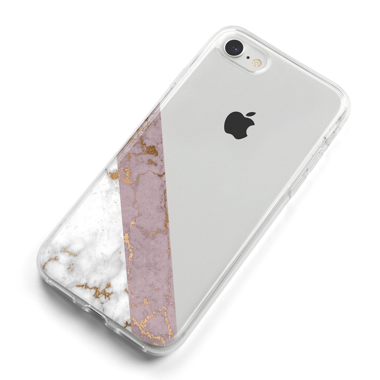 Transparent Pink and White Marble iPhone 8 Bumper Case on Silver iPhone Alternative Image