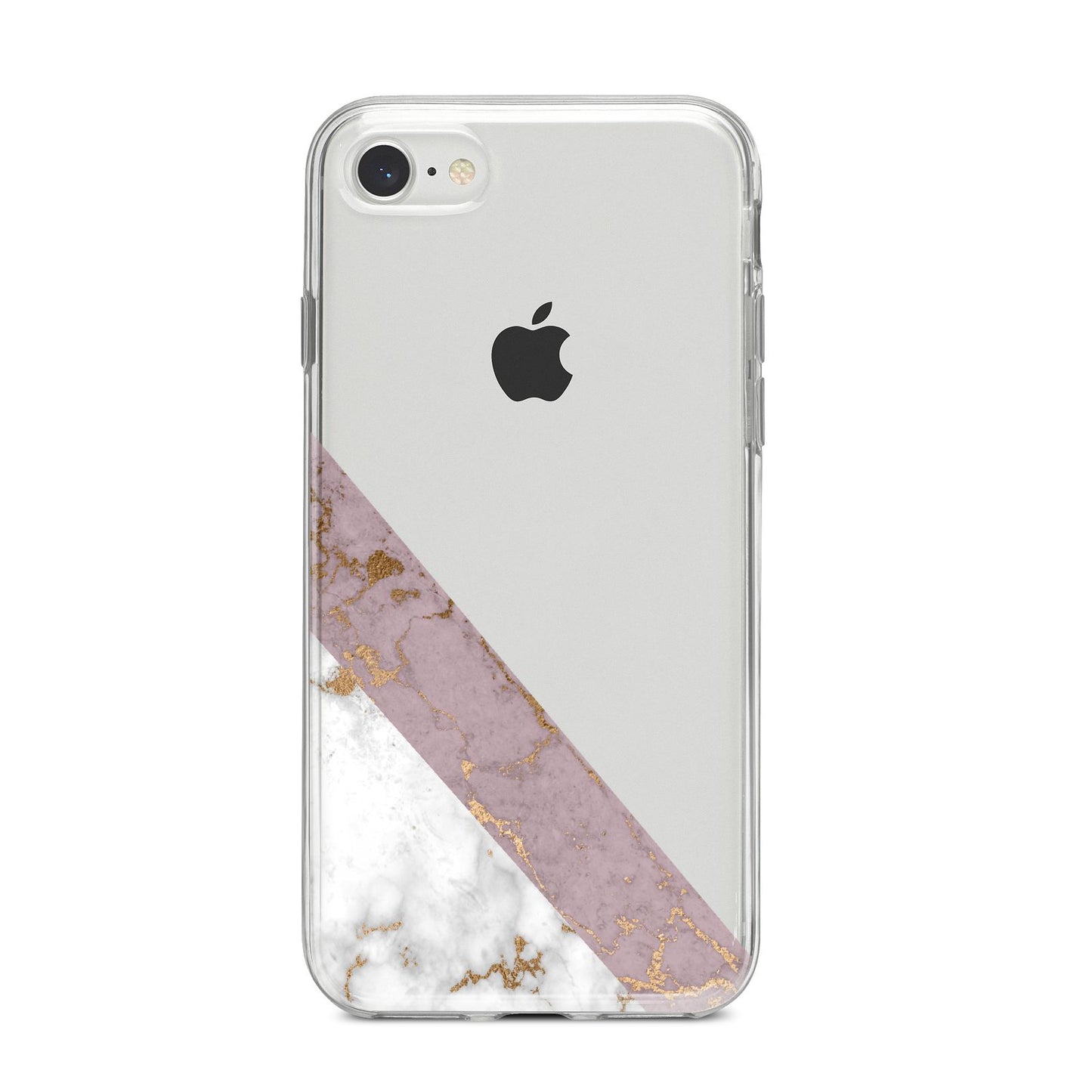 Transparent Pink and White Marble iPhone 8 Bumper Case on Silver iPhone