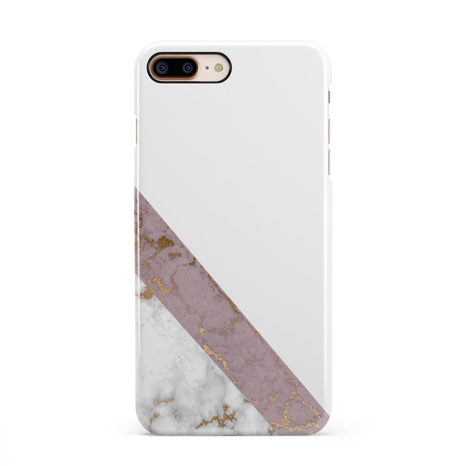 Transparent Pink and White Marble iPhone 8 Plus 3D Snap Case on Gold Phone