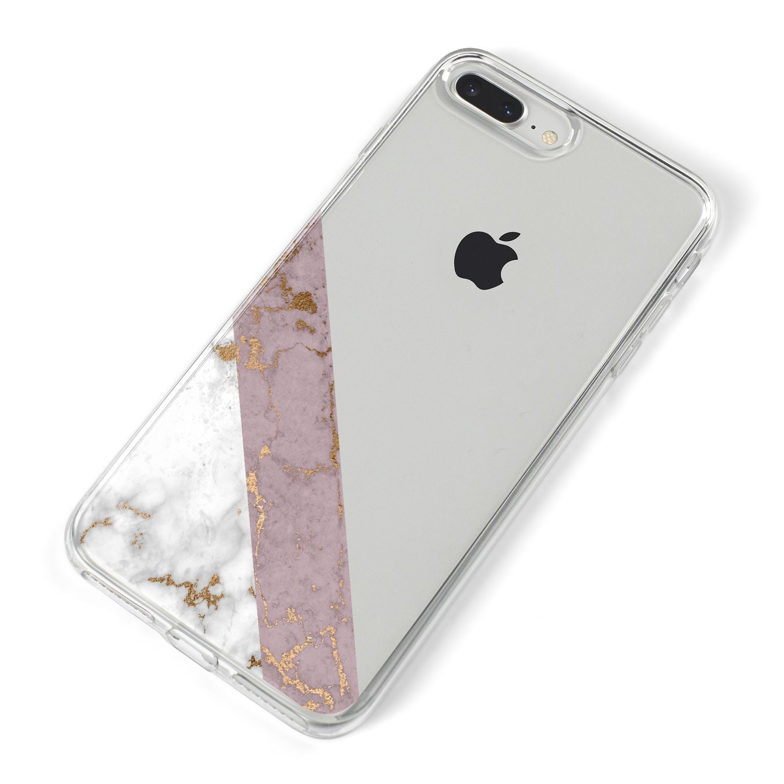 Transparent Pink and White Marble iPhone 8 Plus Bumper Case on Silver iPhone Alternative Image