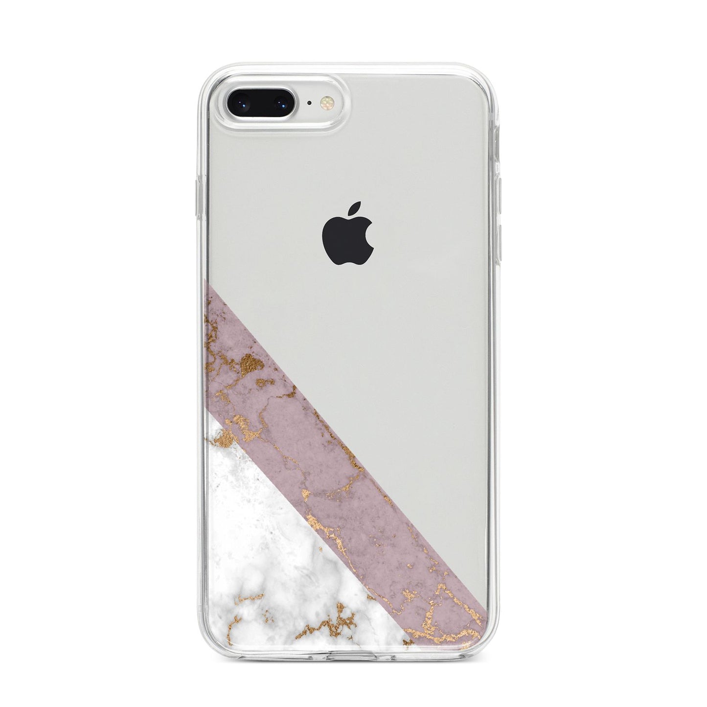 Transparent Pink and White Marble iPhone 8 Plus Bumper Case on Silver iPhone