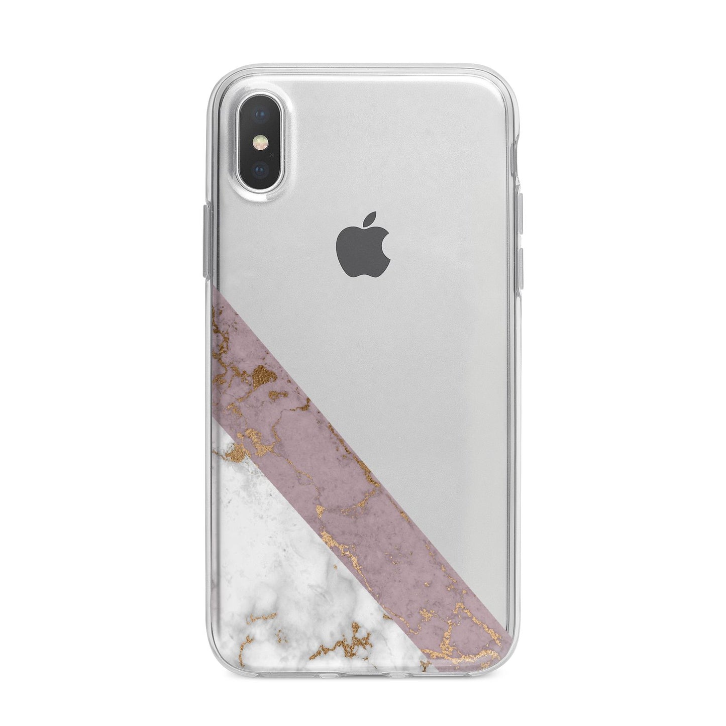 Transparent Pink and White Marble iPhone X Bumper Case on Silver iPhone Alternative Image 1