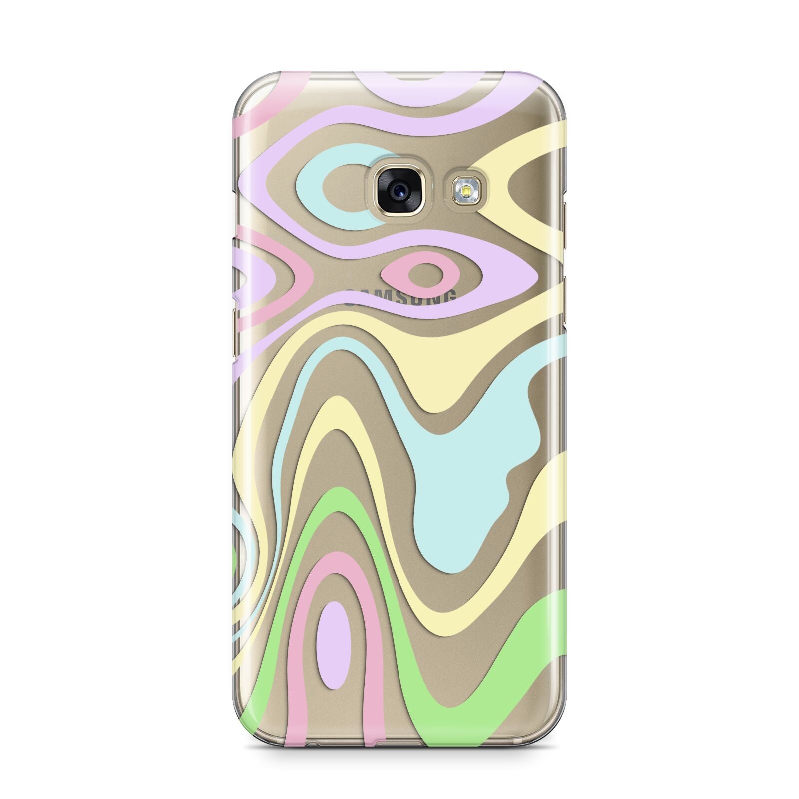Transparent Swirl Samsung Galaxy A3 2017 Case on gold phone