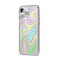 Transparent Swirl iPhone 14 Pro Max Glitter Tough Case Silver Angled Image