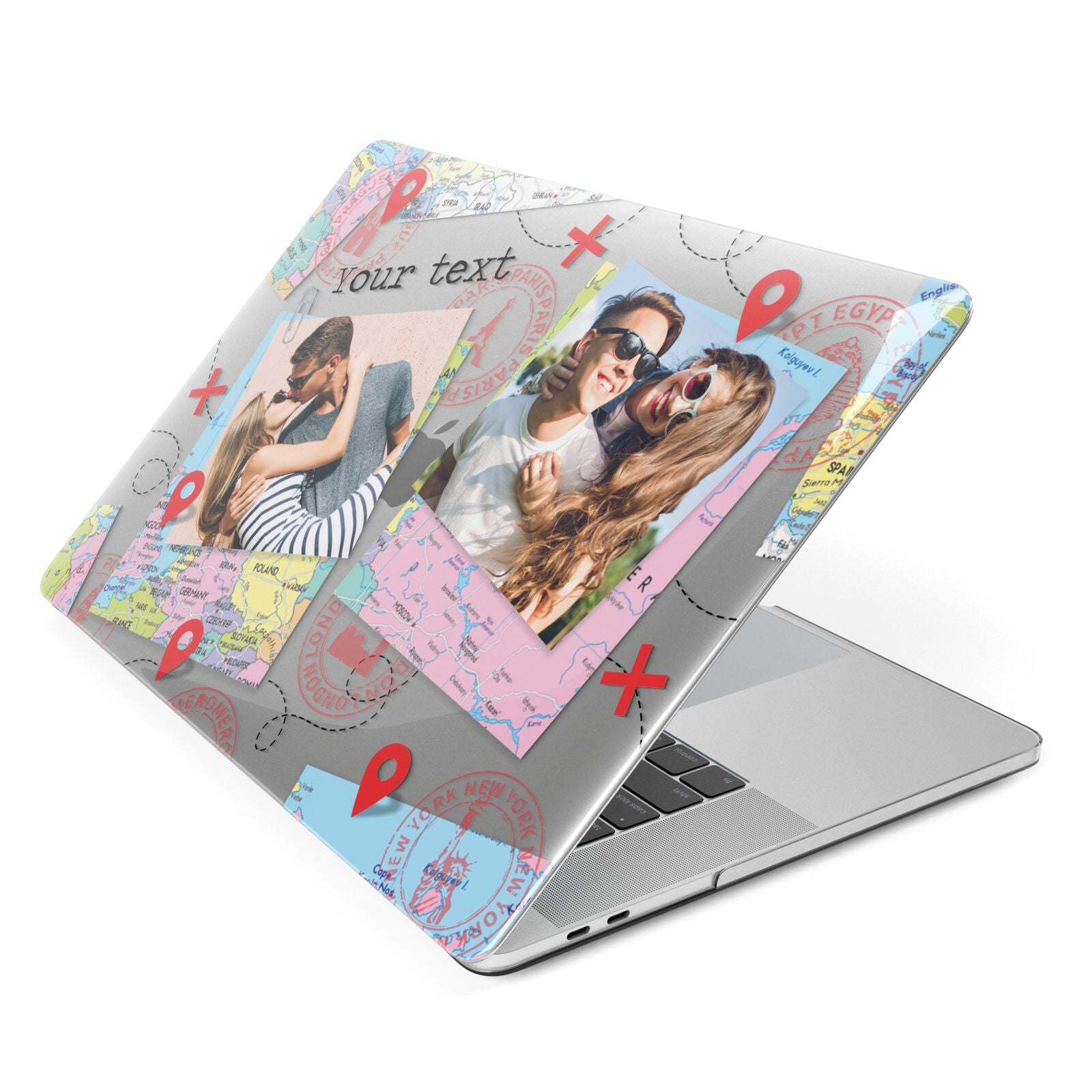 Travel Photo Montage Upload with Text Apple MacBook Case Side View