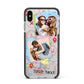 Travel Photo Montage Upload with Text Apple iPhone Xs Max Impact Case Black Edge on Silver Phone