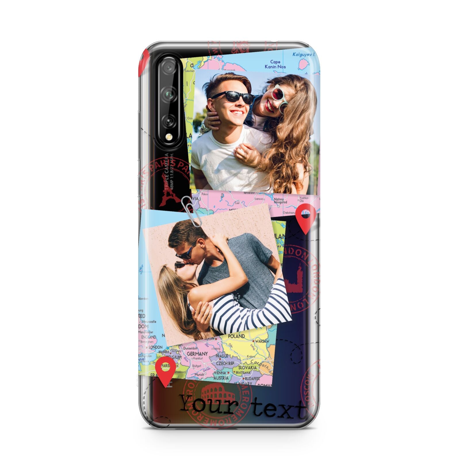 Travel Photo Montage Upload with Text Huawei Enjoy 10s Phone Case