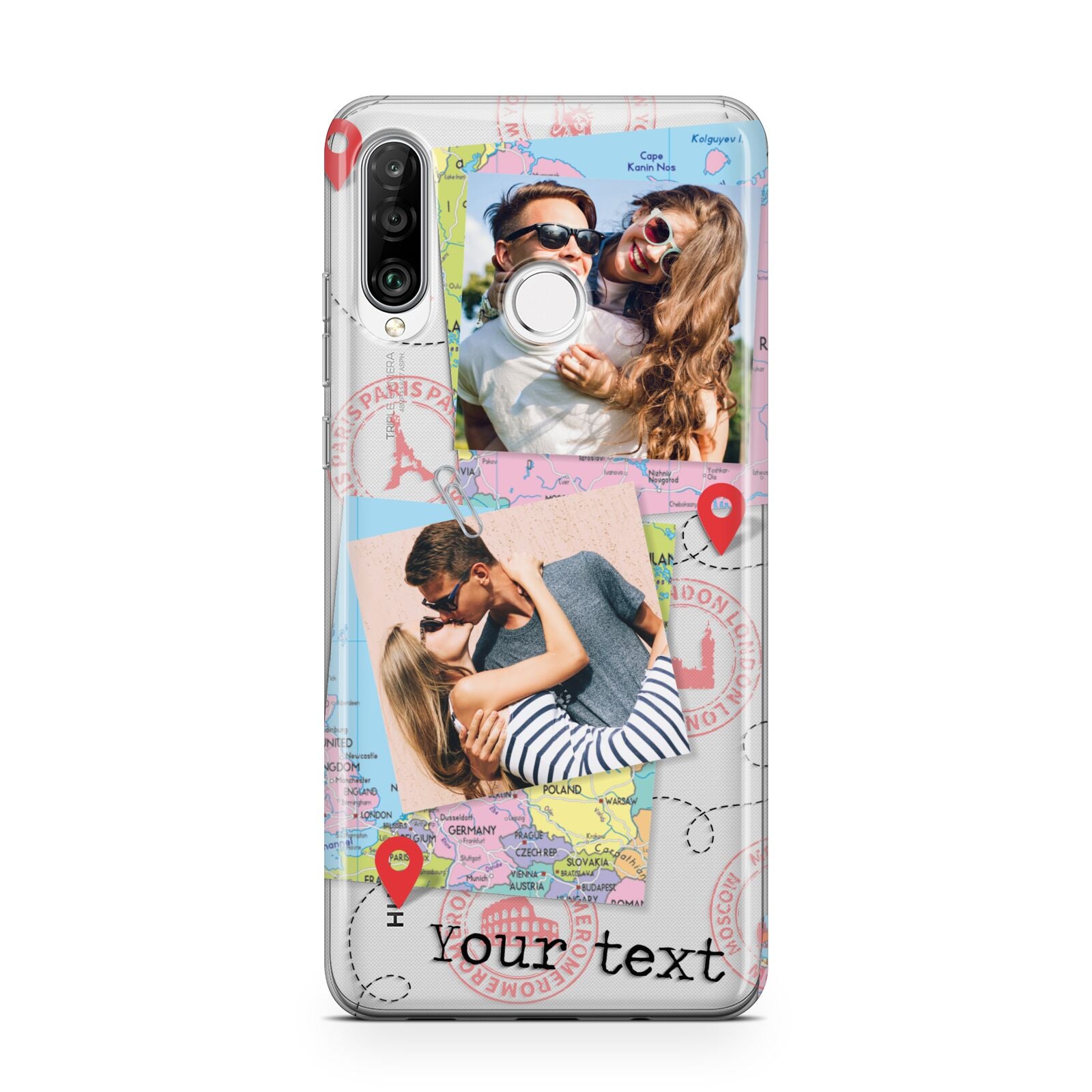 Travel Photo Montage Upload with Text Huawei P30 Lite Phone Case