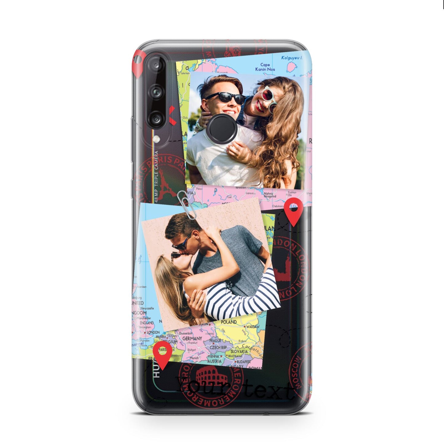 Travel Photo Montage Upload with Text Huawei P40 Lite E Phone Case