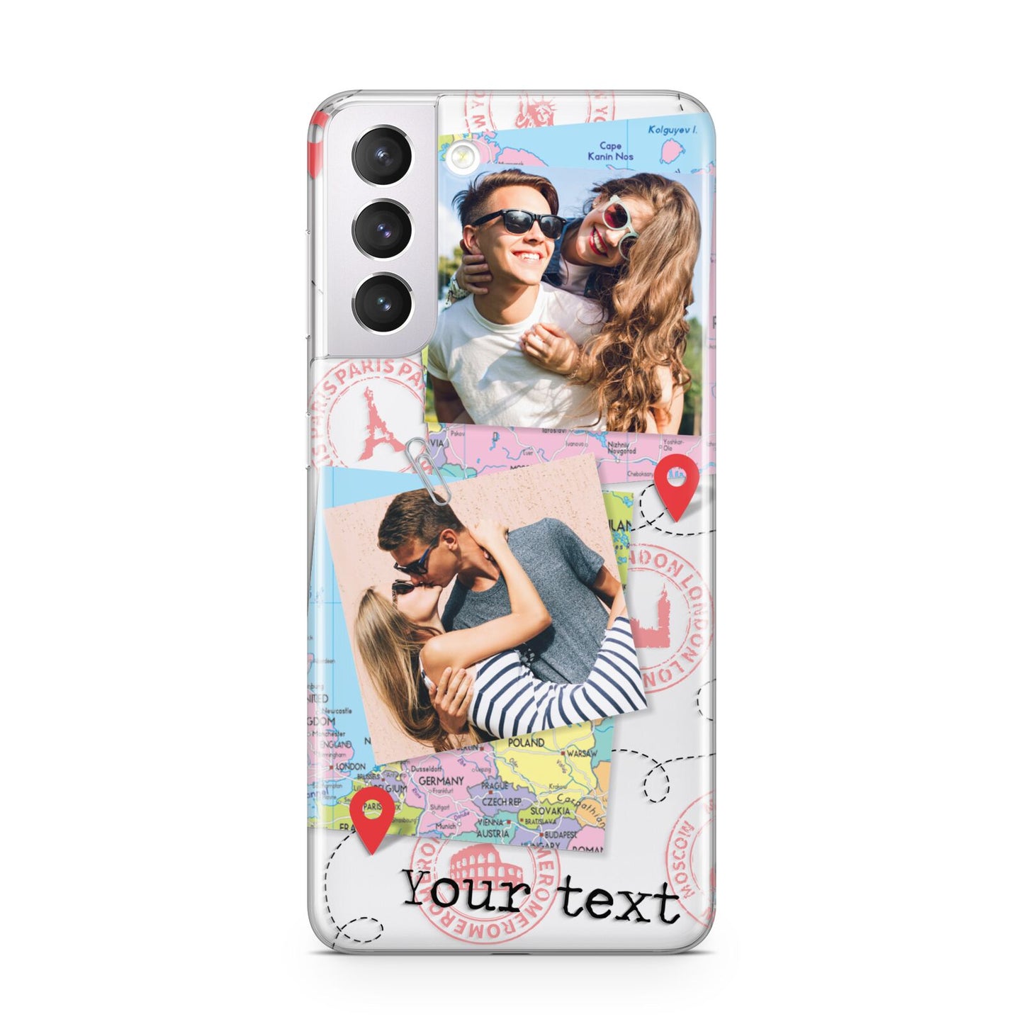 Travel Photo Montage Upload with Text Samsung S21 Case