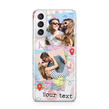Travel Photo Montage Upload with Text Samsung S21 Case