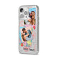 Travel Photo Montage Upload with Text iPhone 14 Pro Max Clear Tough Case Silver Angled Image