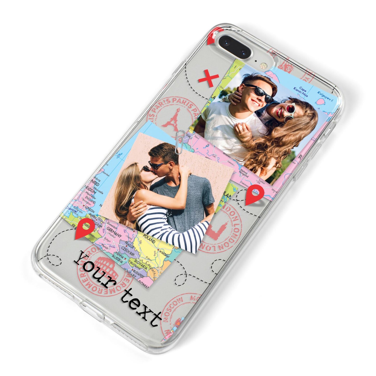 Travel Photo Montage Upload with Text iPhone 8 Plus Bumper Case on Silver iPhone Alternative Image