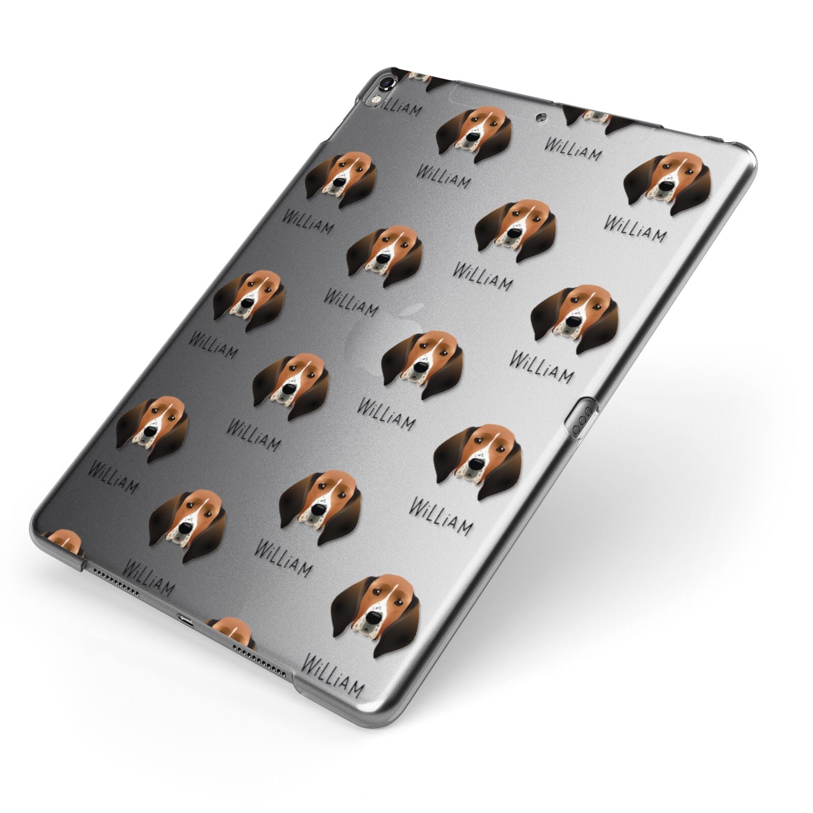 Treeing Walker Coonhound Icon with Name Apple iPad Case on Grey iPad Side View