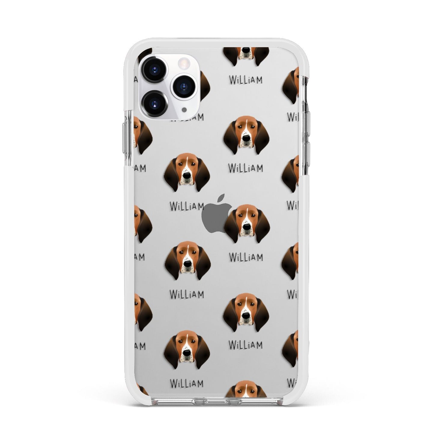 Treeing Walker Coonhound Icon with Name Apple iPhone 11 Pro Max in Silver with White Impact Case