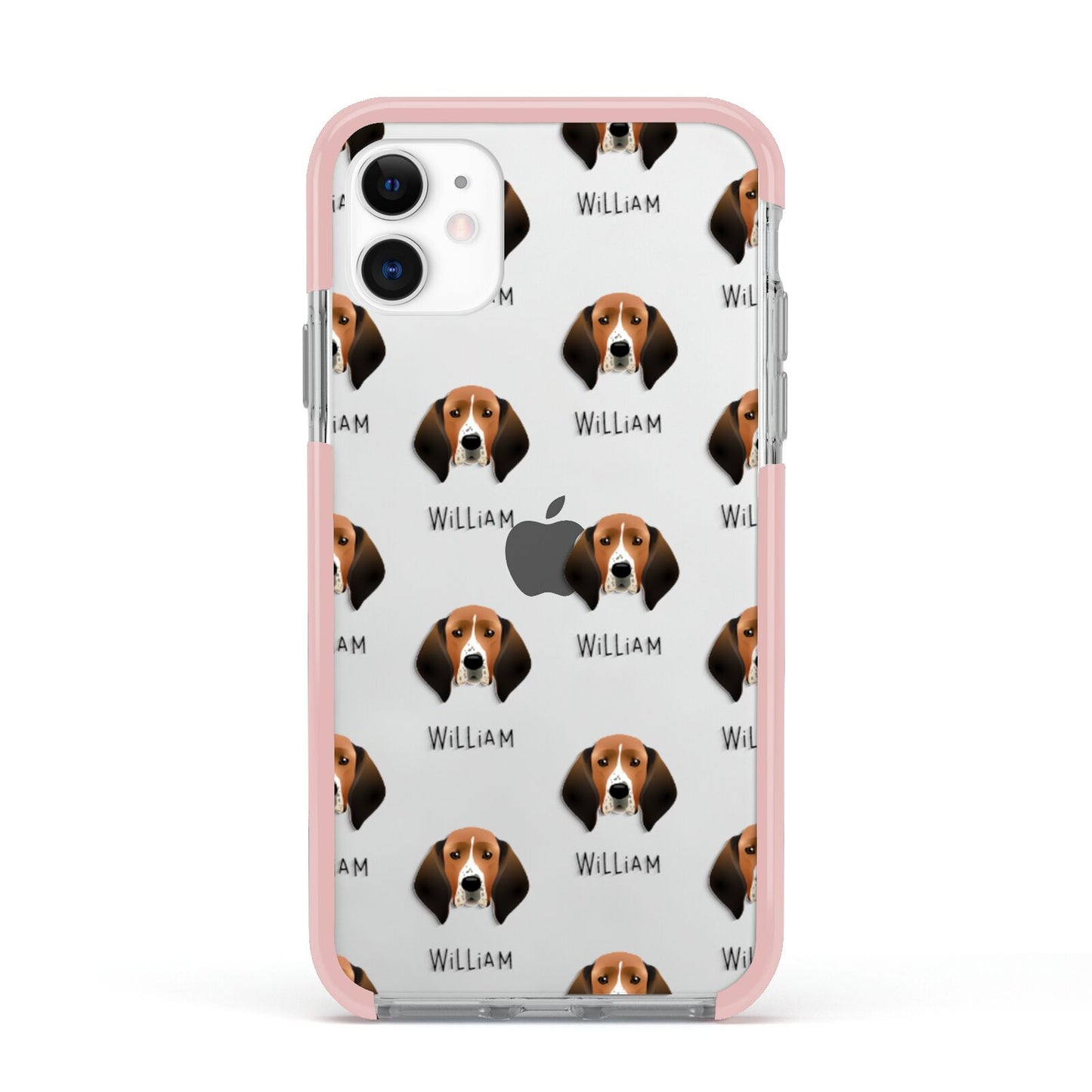 Treeing Walker Coonhound Icon with Name Apple iPhone 11 in White with Pink Impact Case