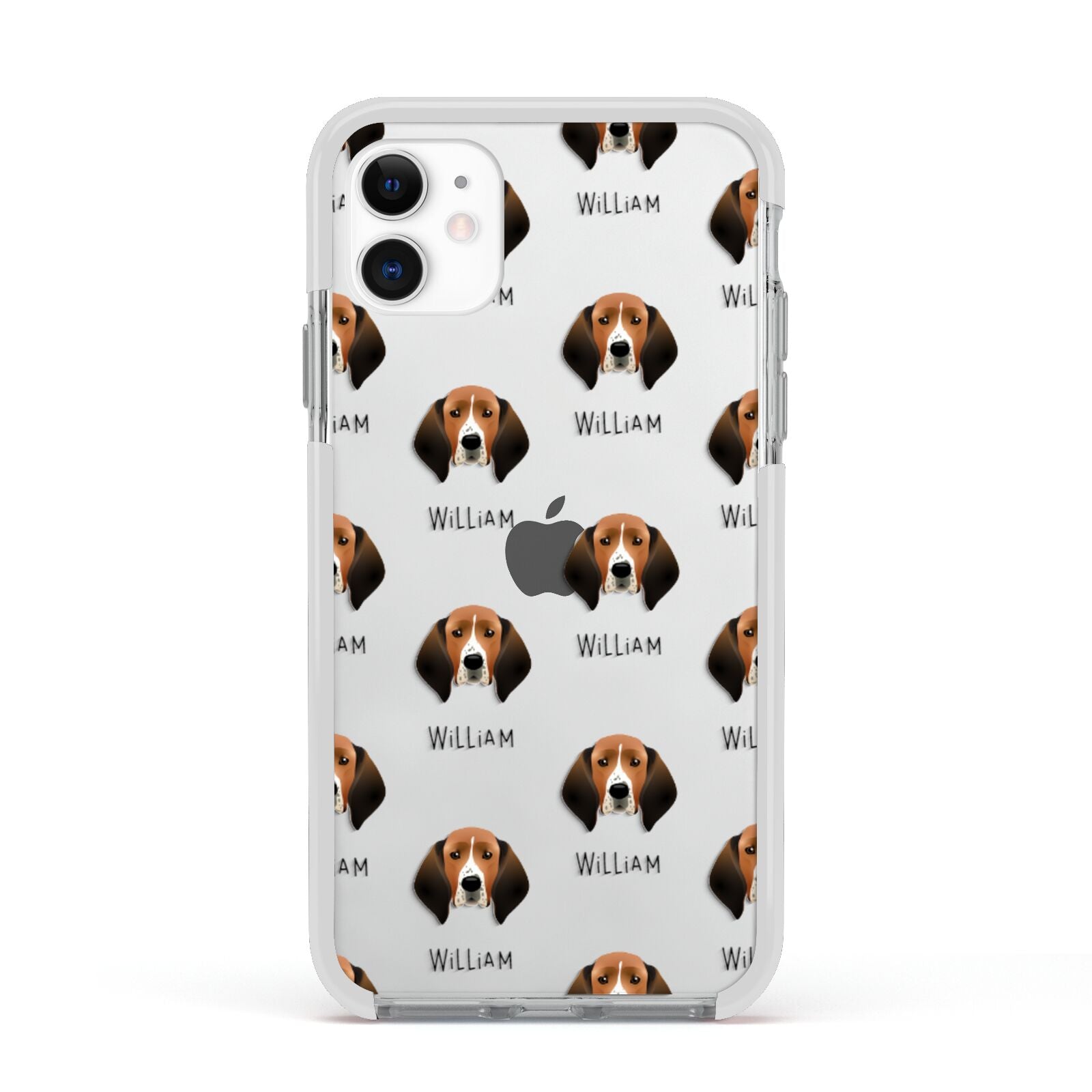 Treeing Walker Coonhound Icon with Name Apple iPhone 11 in White with White Impact Case