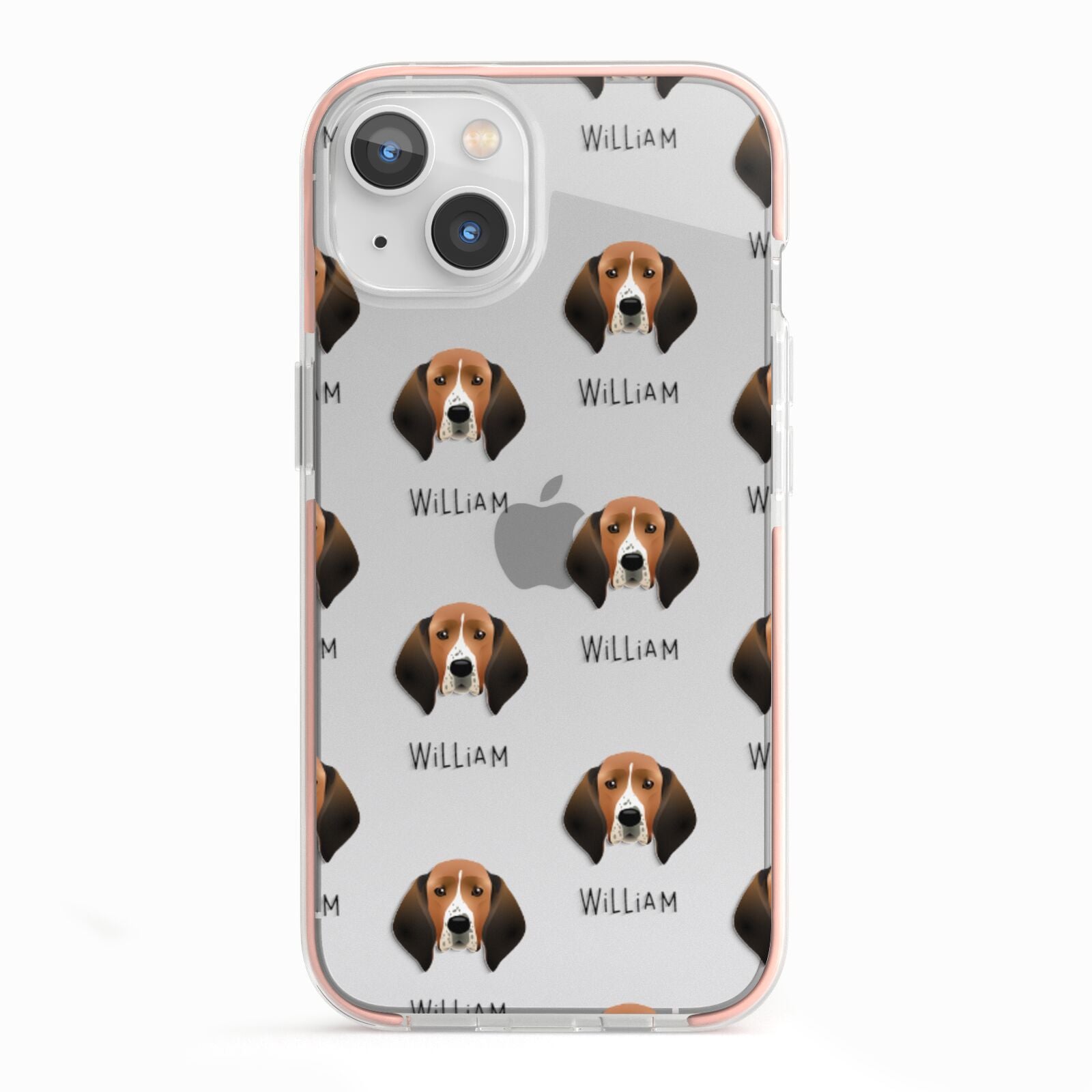 Treeing Walker Coonhound Icon with Name iPhone 13 TPU Impact Case with Pink Edges